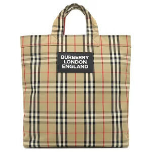 Burberry Bag Check Tote Archive Beige Black Red Logo Shoulder Strap